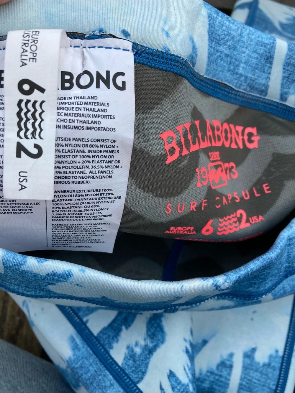 Billabong surf capsule blue palm tree surf legging 2 XS